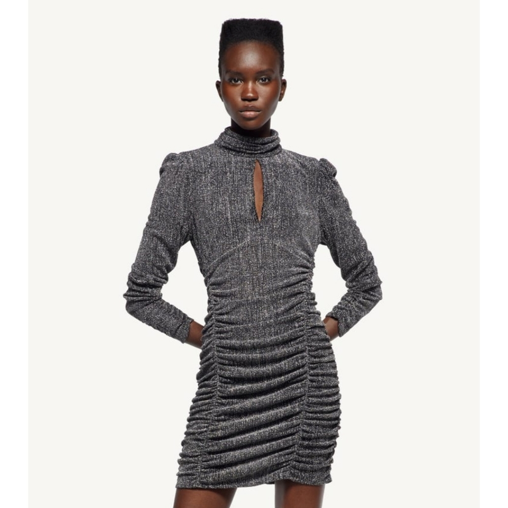 ZARA DRESS WITH METALICTHREAD